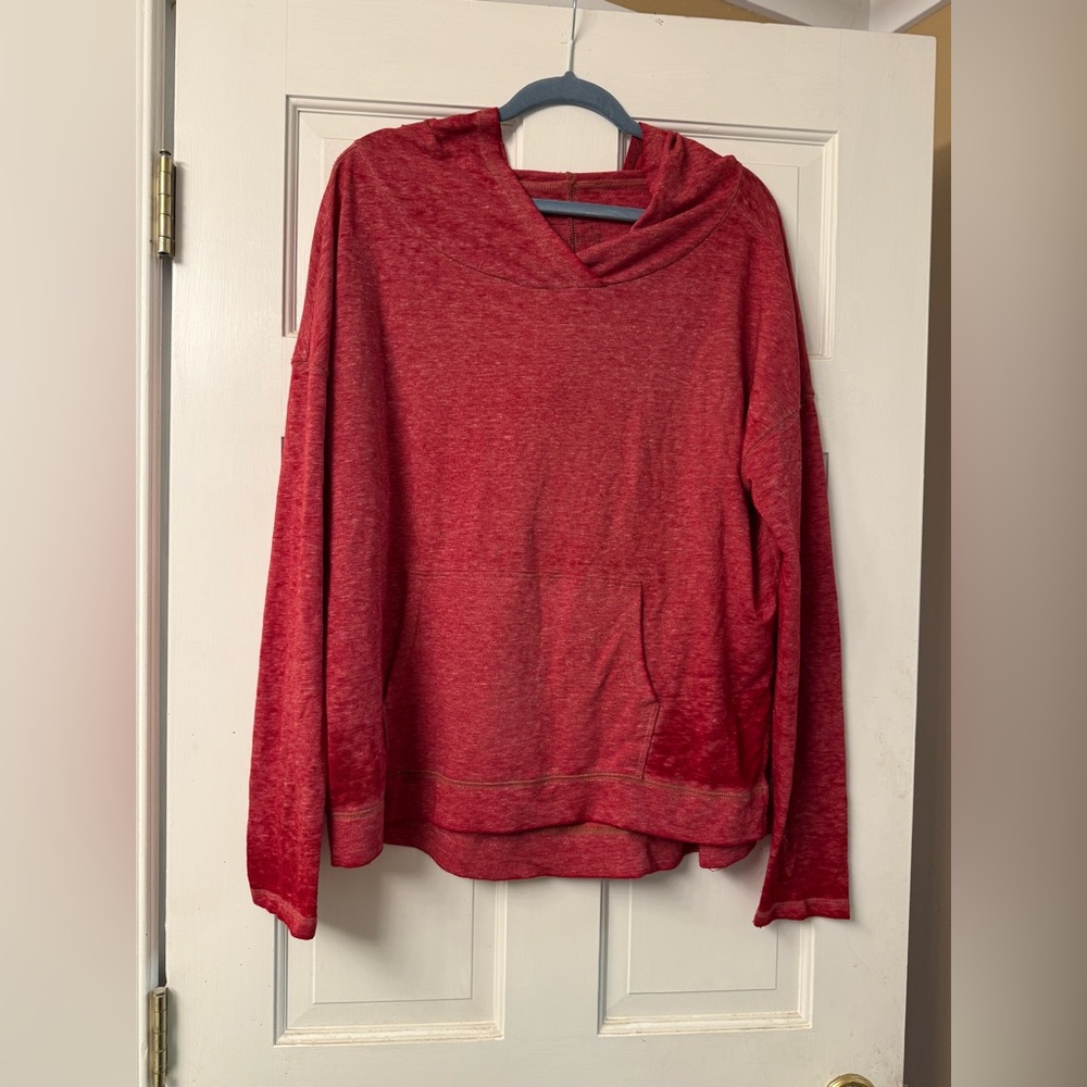 Womens Free People Lightweight Hooded Long Sleeve Pullover - Red